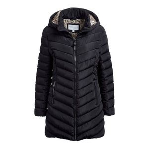 Perry Ellis Women’s Heavyweight Quilted Chevron Leopard Lined Puffer Jacket NWT